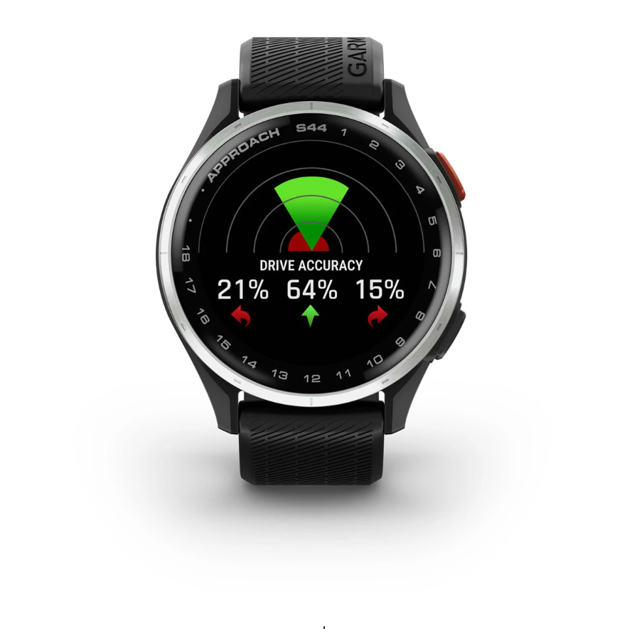 Garmin Approach S44 Golf Watch - Silver Aluminium Bezel with Black Silicone Band