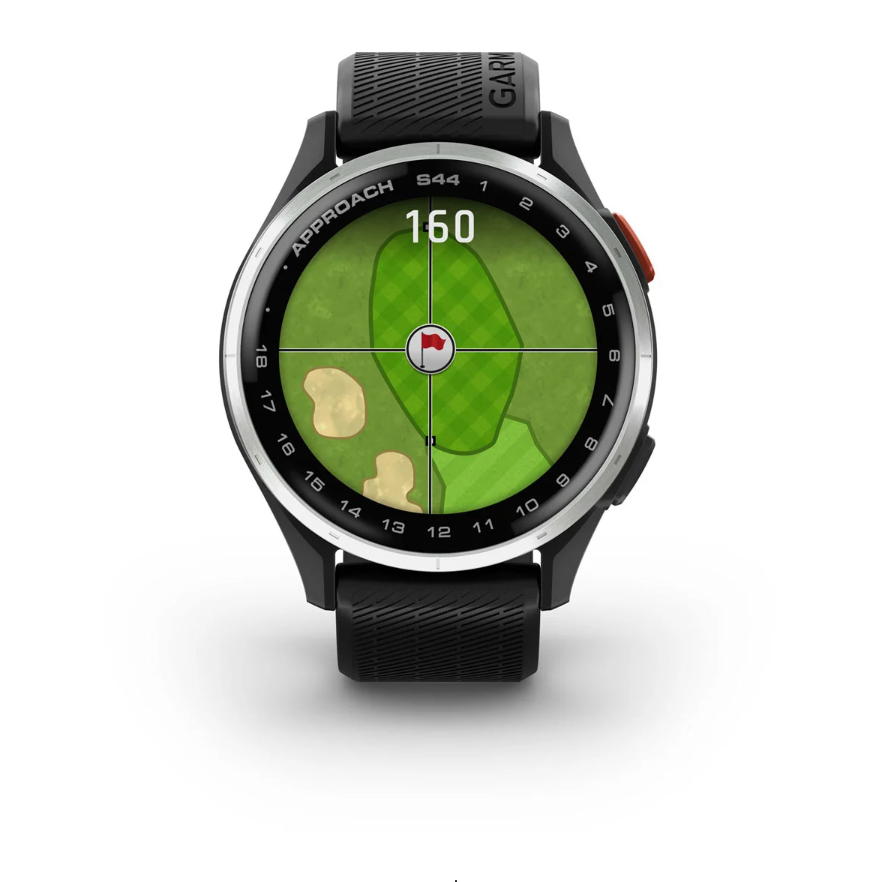 Garmin Approach S44 Golf Watch - Silver Aluminium Bezel with Black Silicone Band