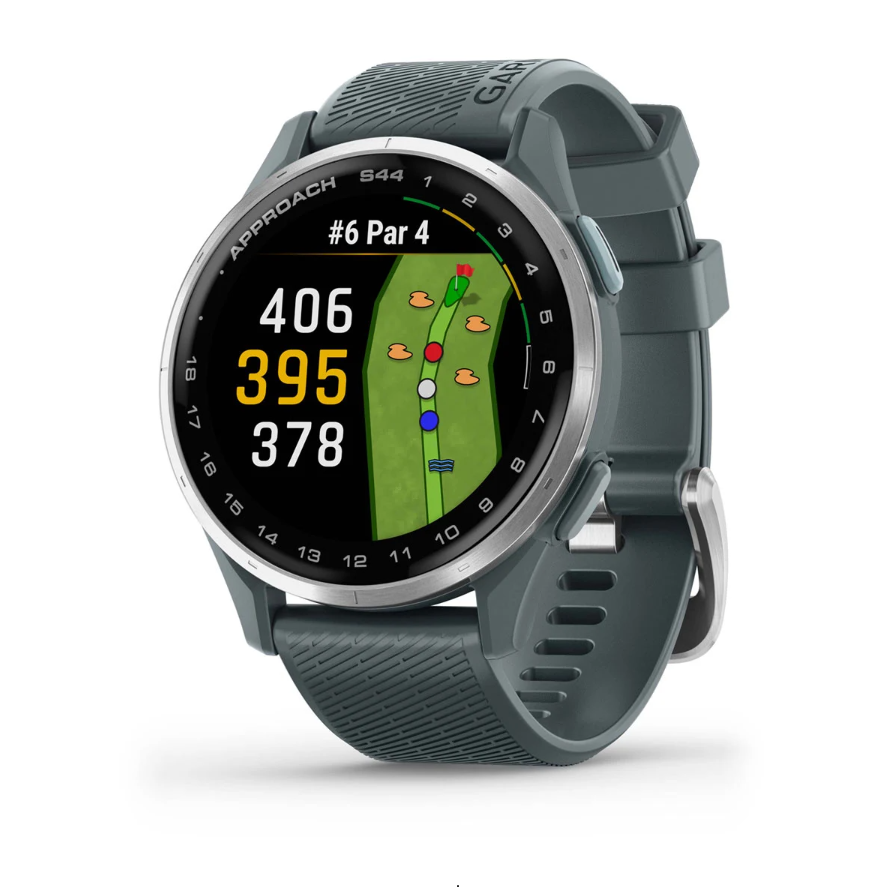 Garmin Approach S44 Golf Watch - Silver Aluminium Bezel with Twilight Silicone Band