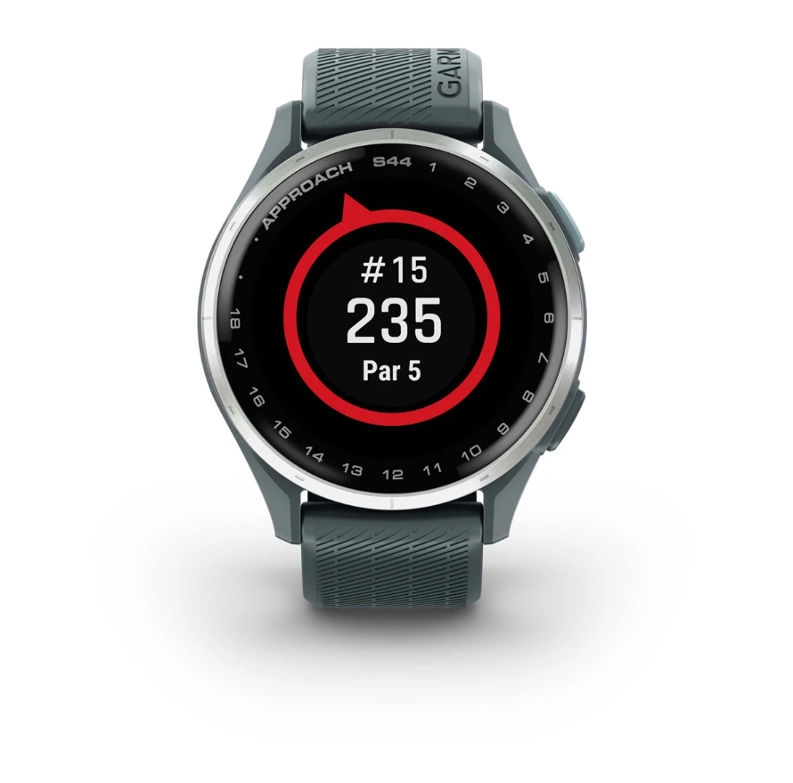 Garmin Approach S44 Golf Watch - Silver Aluminium Bezel with Twilight Silicone Band