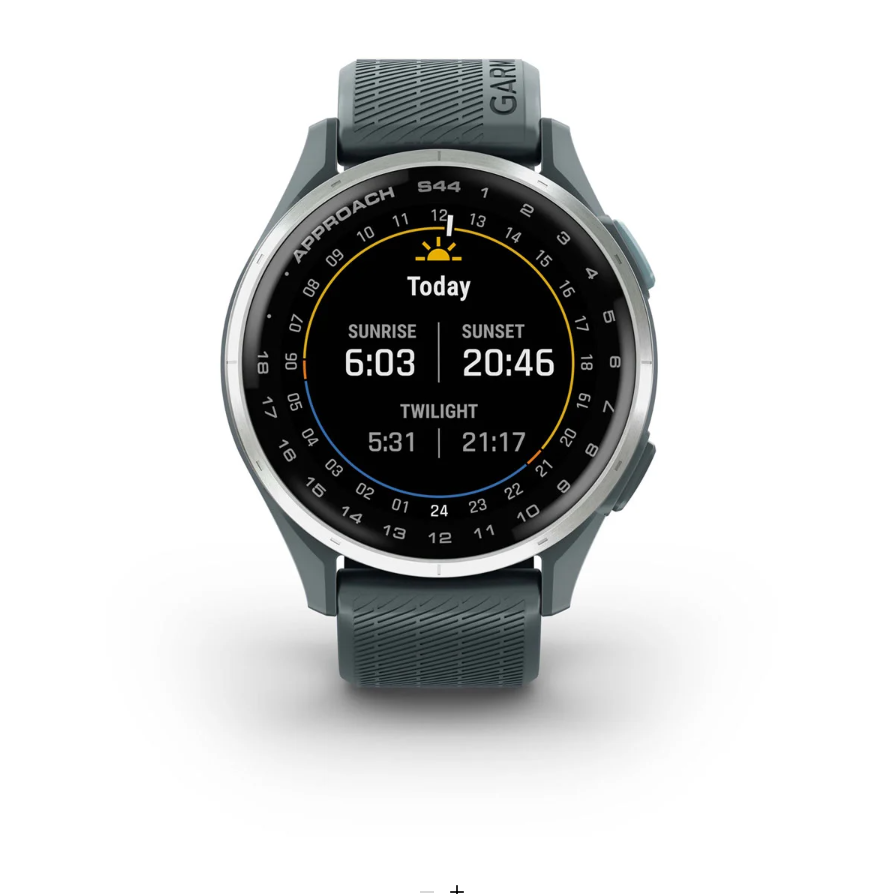 Garmin Approach S44 Golf Watch - Silver Aluminium Bezel with Twilight Silicone Band