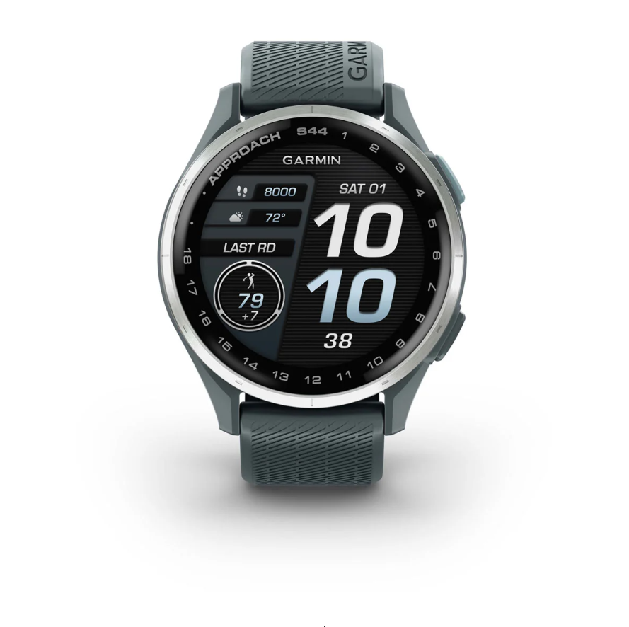 Garmin Approach S44 Golf Watch - Silver Aluminium Bezel with Twilight Silicone Band