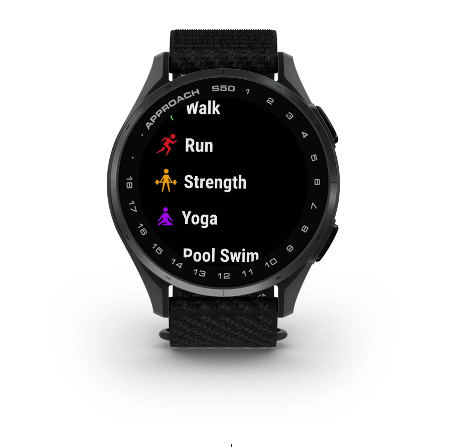 Garmin Approach S50 Golf Watch - Slate Aluminium Bezel with Black ComfortFit Nylon Band