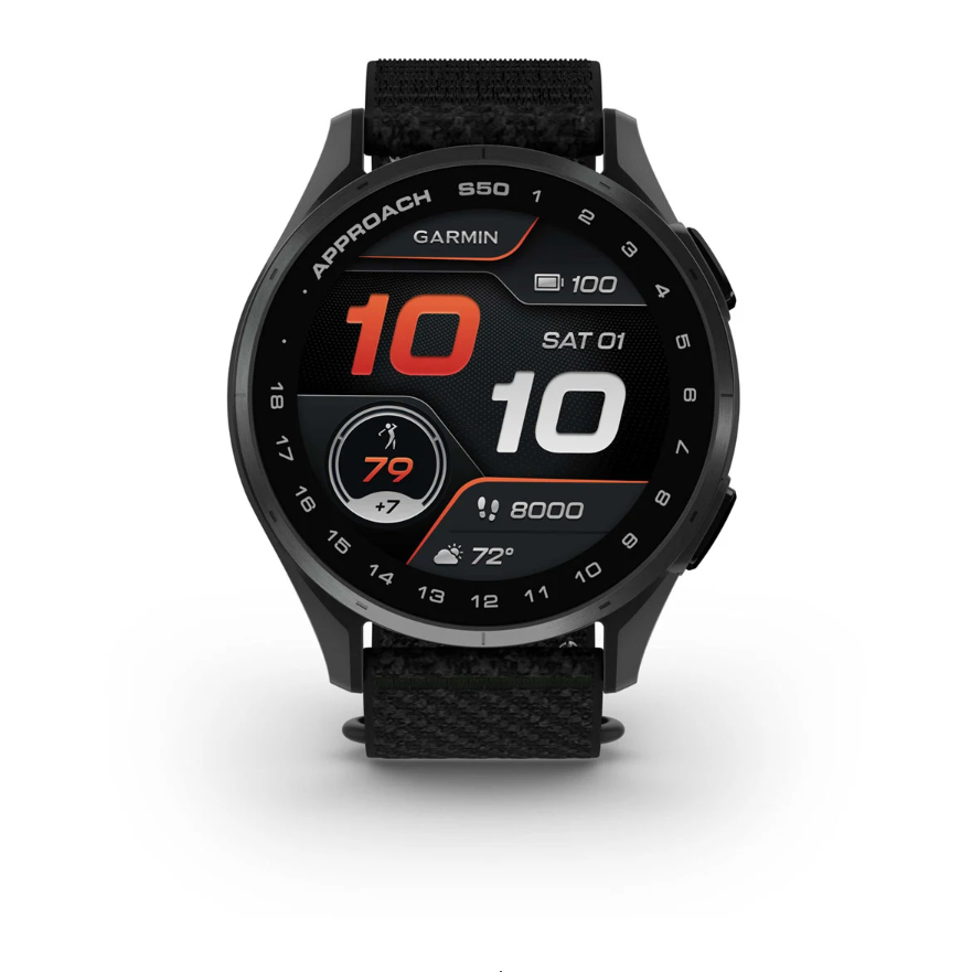 Garmin Approach S50 Golf Watch - Slate Aluminium Bezel with Black ComfortFit Nylon Band