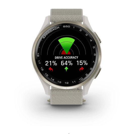 Garmin Approach S50 Golf Watch - Cream Gold Aluminium Bezel with Ivory ComfortFit Nylon Band