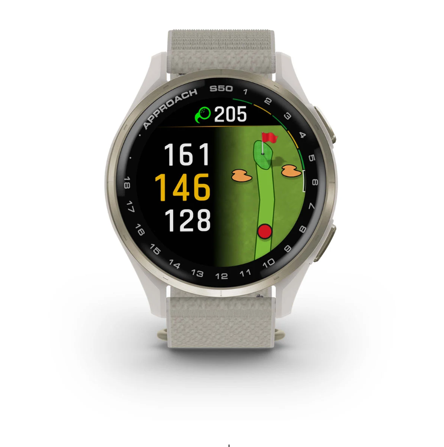 Garmin Approach S50 Golf Watch - Cream Gold Aluminium Bezel with Ivory ComfortFit Nylon Band