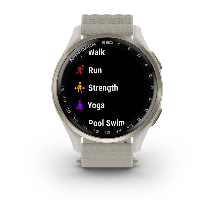 Garmin Approach S50 Golf Watch - Cream Gold Aluminium Bezel with Ivory ComfortFit Nylon Band