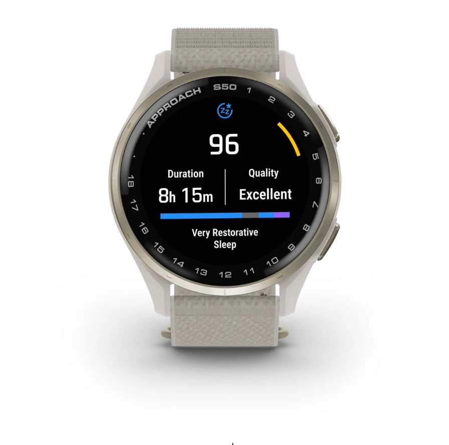 Garmin Approach S50 Golf Watch - Cream Gold Aluminium Bezel with Ivory ComfortFit Nylon Band