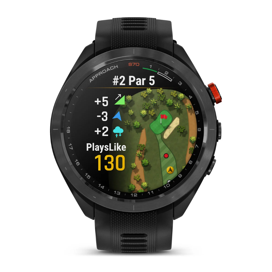 Garmin Approach S70 Golf Watch - 47mm - Black Ceramic Bezel with Black Silicone Band