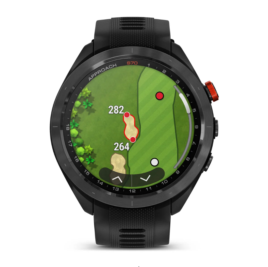 Garmin Approach S70 Golf Watch - 47mm - Black Ceramic Bezel with Black Silicone Band
