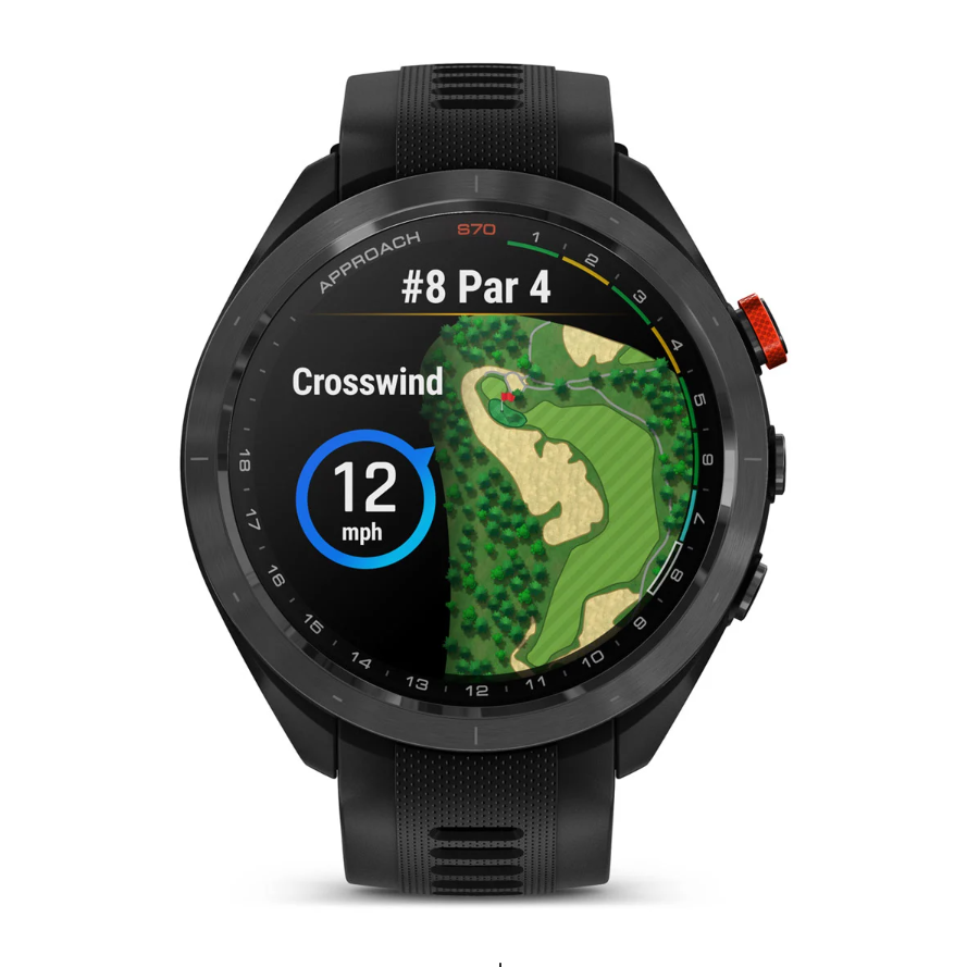 Garmin Approach S70 Golf Watch - 47mm - Black Ceramic Bezel with Black Silicone Band