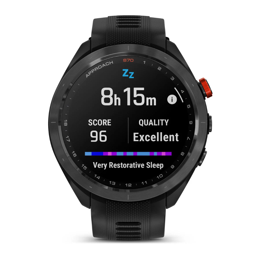 Garmin Approach S70 Golf Watch - 47mm - Black Ceramic Bezel with Black Silicone Band