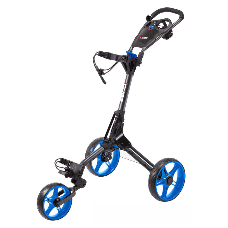 Cube Cart 3.0 - 3 Wheel Golf Trolley - Charcoal / Blue