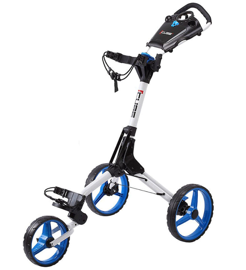 Cube Cart 3.0 - 3 Wheel Golf Trolley - White / Blue